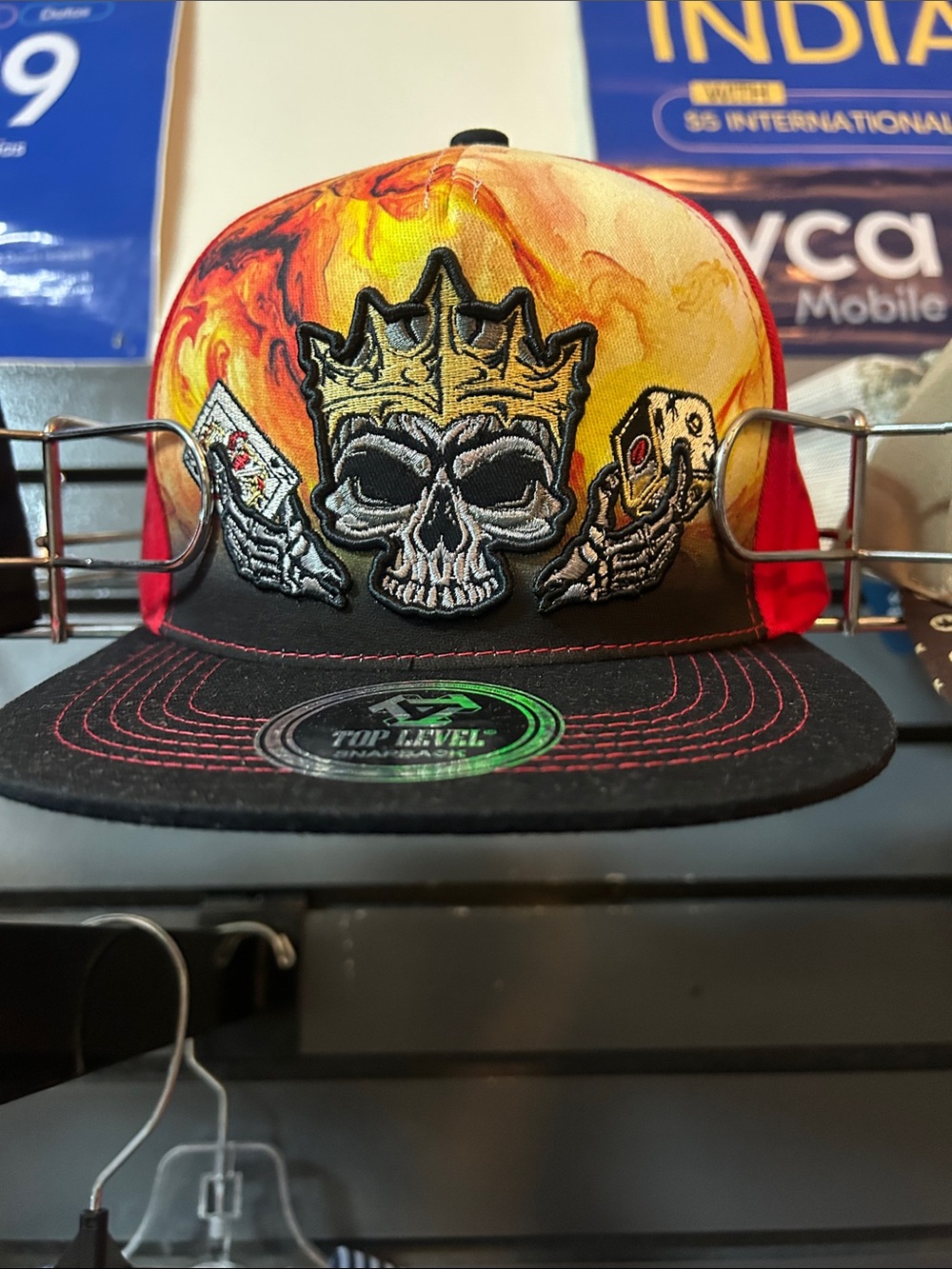 Red & Yellow Skull Crown Snapback Hat